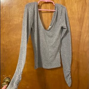 Grey off the shoulder tight shirt